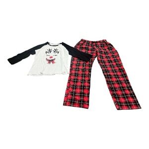 Nap Chat Women’s Pajama Set, Top Bottoms, Size Small, Christmas Red Black